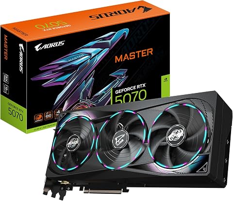 GIGABYTE AORUS GeForce RTX 5070 Master 12G Graphics Card, 12GB 192-bit GDDR7,...