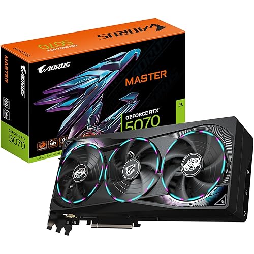 GIGABYTE AORUS GeForce RTX 5070 Master 12G Graphics Card, 12GB 192-bit GDDR7, PCIe 5.0, WINDFORCE Cooling System, GV-N5070AORUS M-12GD Video Card