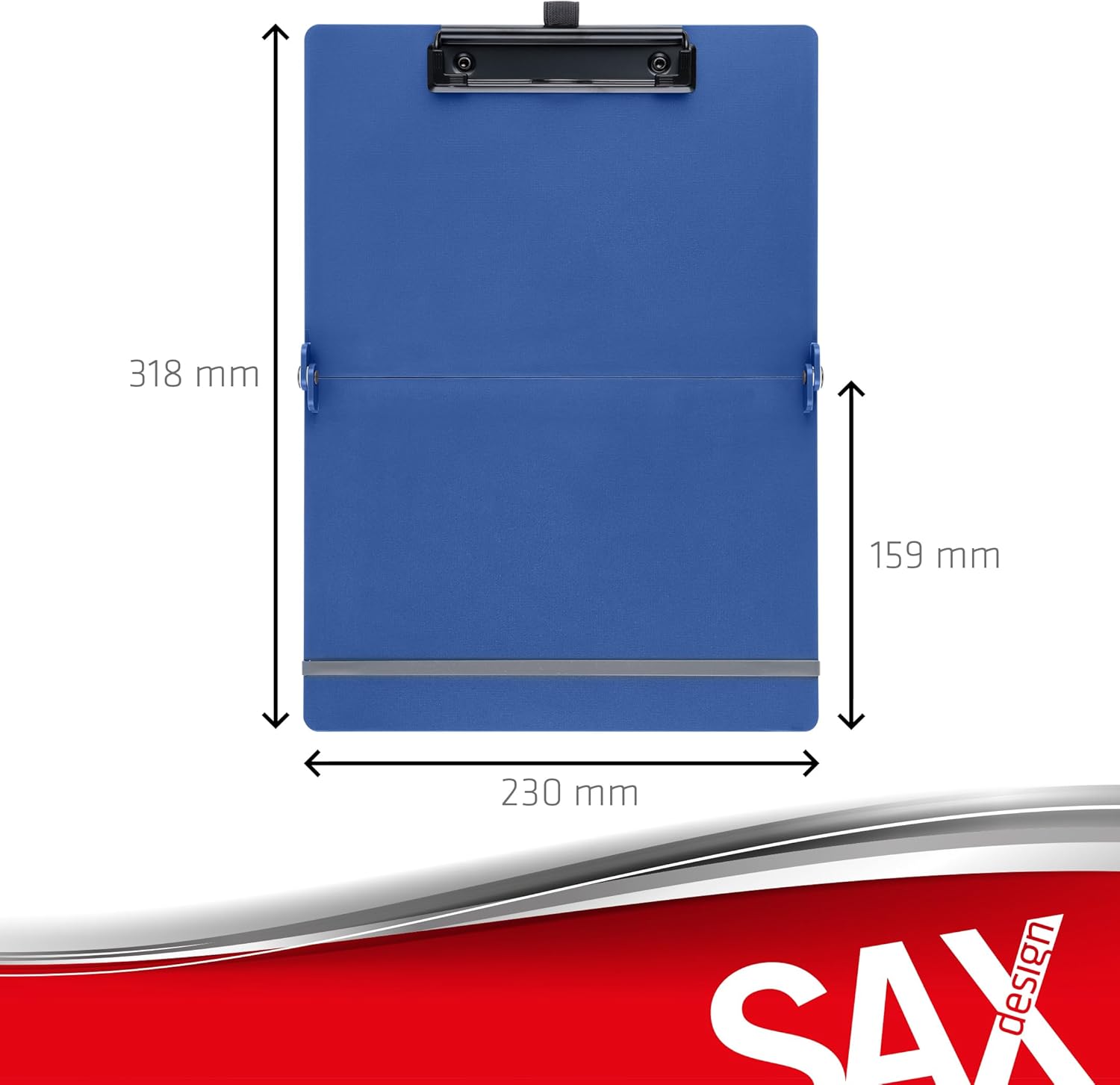 Sax Folding Clipboard Blueberry Clipboard A4 to A5 Portrait and Landscape Format Ideal for Travel and Business Holds 30 Sheets Includes Elastic Closure Band and Pen Loop Durable & Shockproof