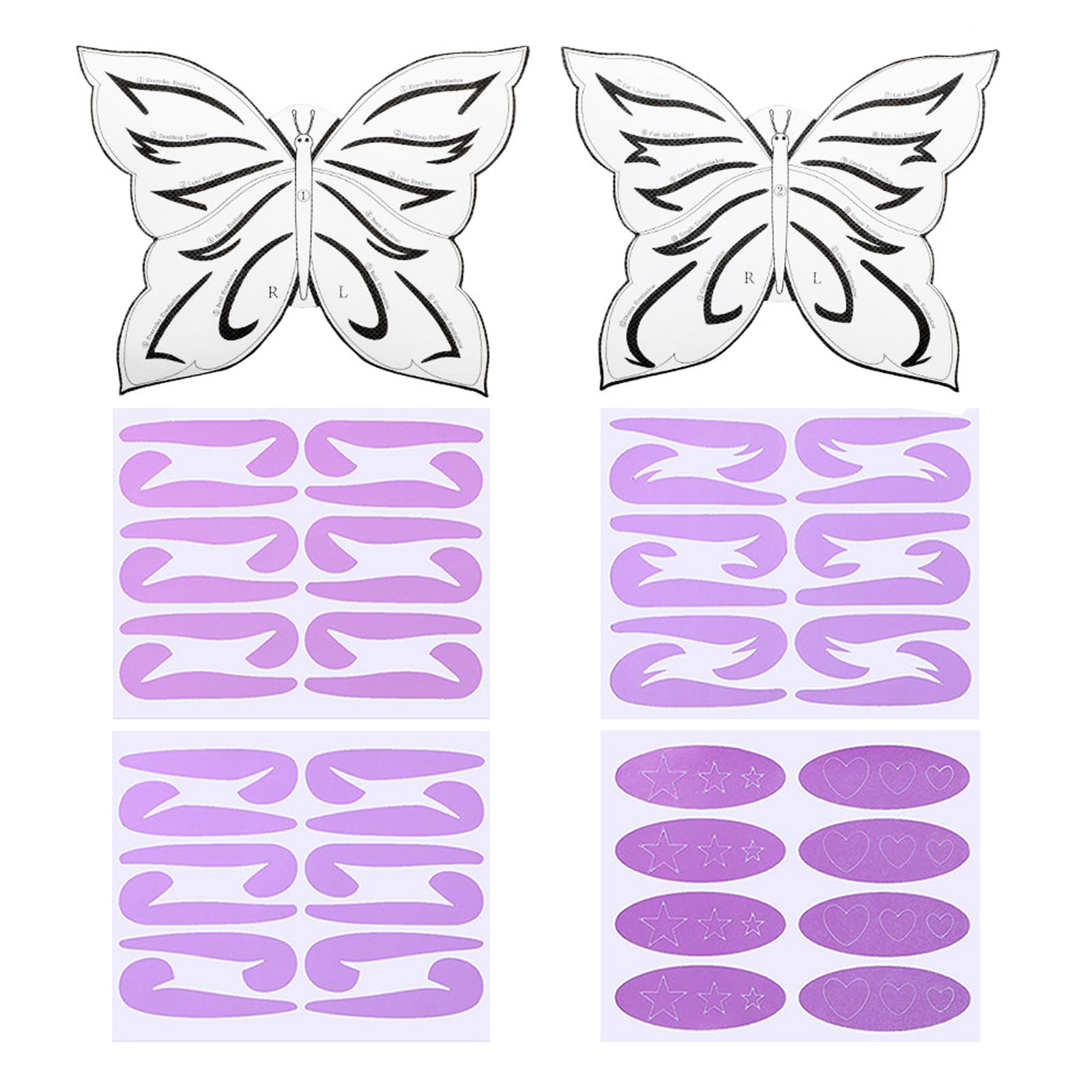 Butterfly Eyeliner Stencil, Eyeshadow Stencils, 6 Sheets Quick Eye Stencils Makeup Tool for Beginners, Winged Eyeliner Tool for Women Men, Eye Makeup Template Stickers for All Shapes