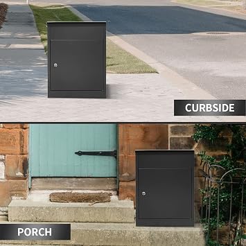 Ydocabinit Package Delivery Boxes for Outside, Extra Large Mailbox for Parcel, Galvanized Steel Parcel Mailbox, Wall Mounted Lockable Anti-Theft for Porch,Curbside XL-Black