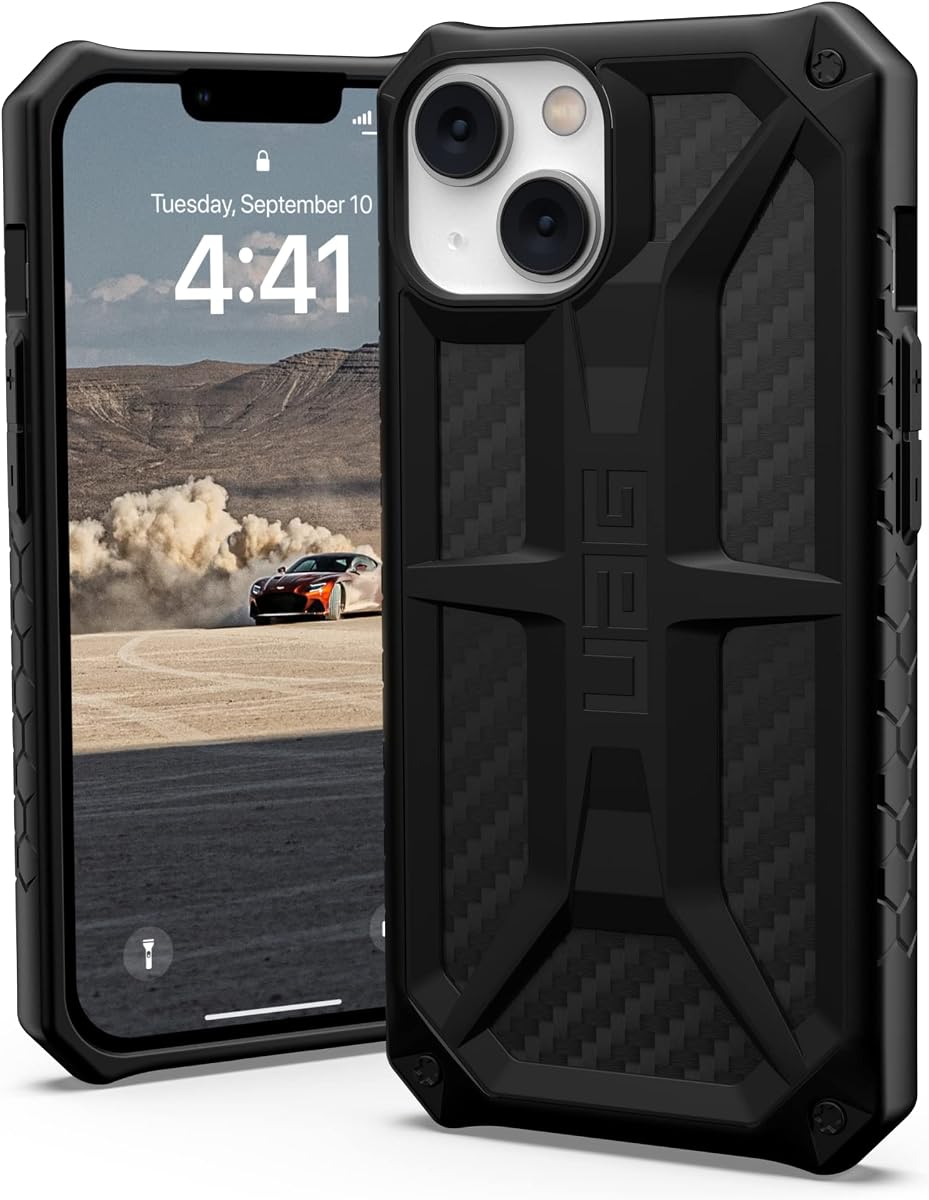 UAG Diseñado para iPhone 14 Funda de fibra de carbono 6.1 "Monarch Rugged Premium Funda protectora Ligera Delgada A prueba de golpes A prueba de caídas Compatible con carga inalámbrica