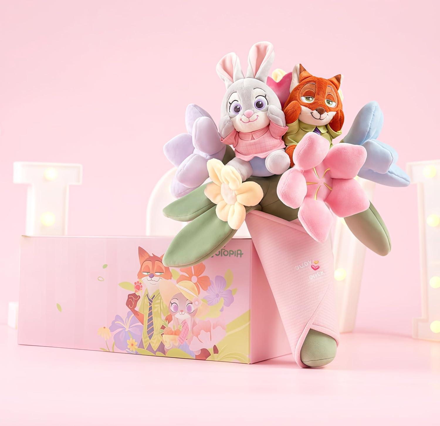 MINISO Disney Stitch & Zootopia Themed Bouquet Doll,Toy, Soft Ornament, Exquisite & Cute, for Collection and Gifting (Stitch)