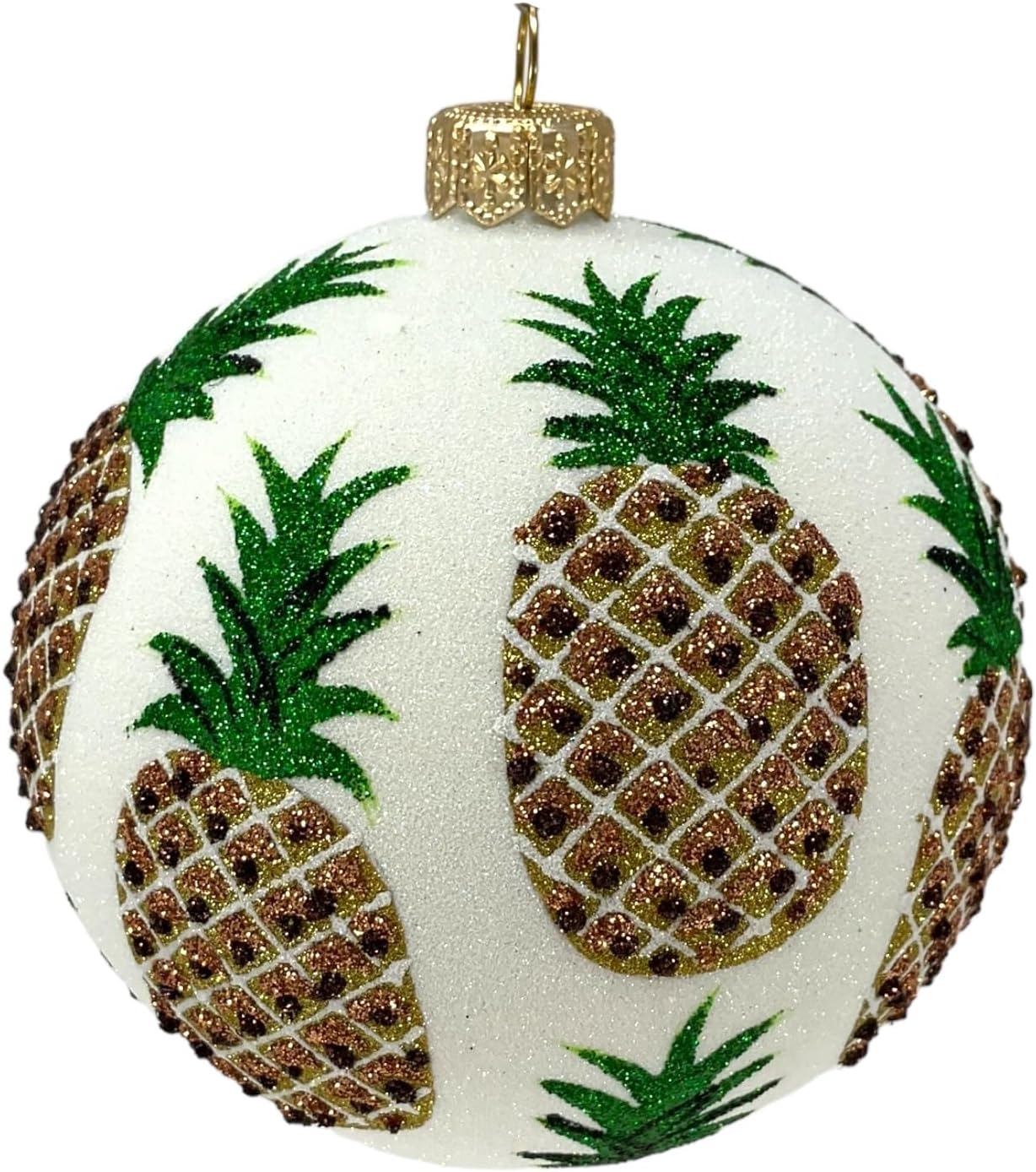 Golden Pineapples Ball Polish Glass Christmas Ornament