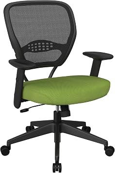 Space Seating 55 Series Professional Dark Air Grid Back Adjustable Managers Chair with Lumbar Support and Padded Seat, Green Mesh