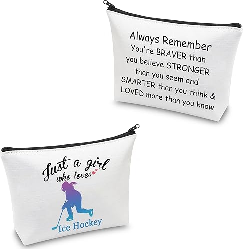 CMNIM Regalos de hockey sobre hielo para niñas, bolsa de cosméticos para niñas, bolsas de maquillaje Just a Girl Who Loves Hockey sobre hielo, disponible en Yaxa Colombia