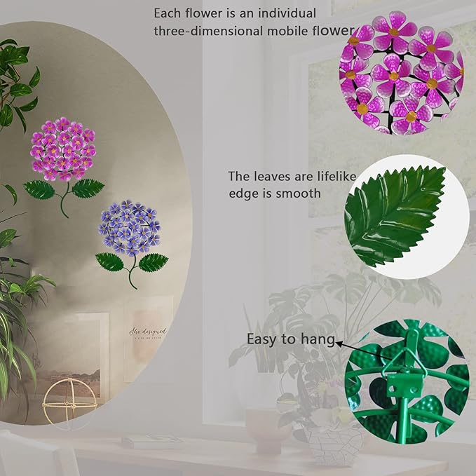 Wotieuns Decoración de Pared de Flores Metálicas para Exterior miniatura 3