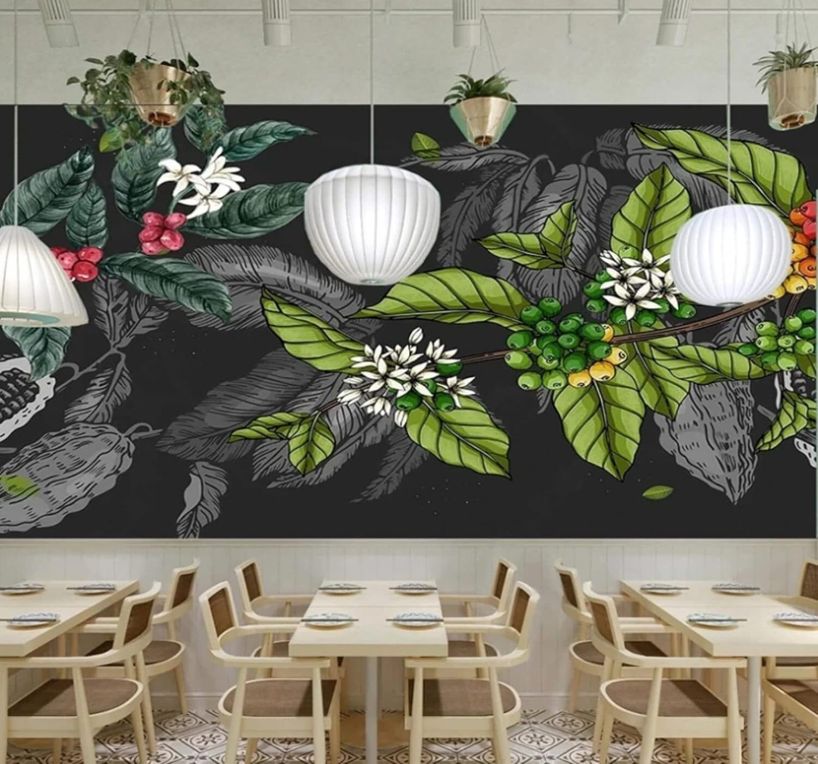 Hand Drawn Three Dimensional Leaves Flowers Art 3D Wallpaper Easy Install Feature Office Living Room Sofa Bedroom TV Background Wall Decoration-300cm×210cm