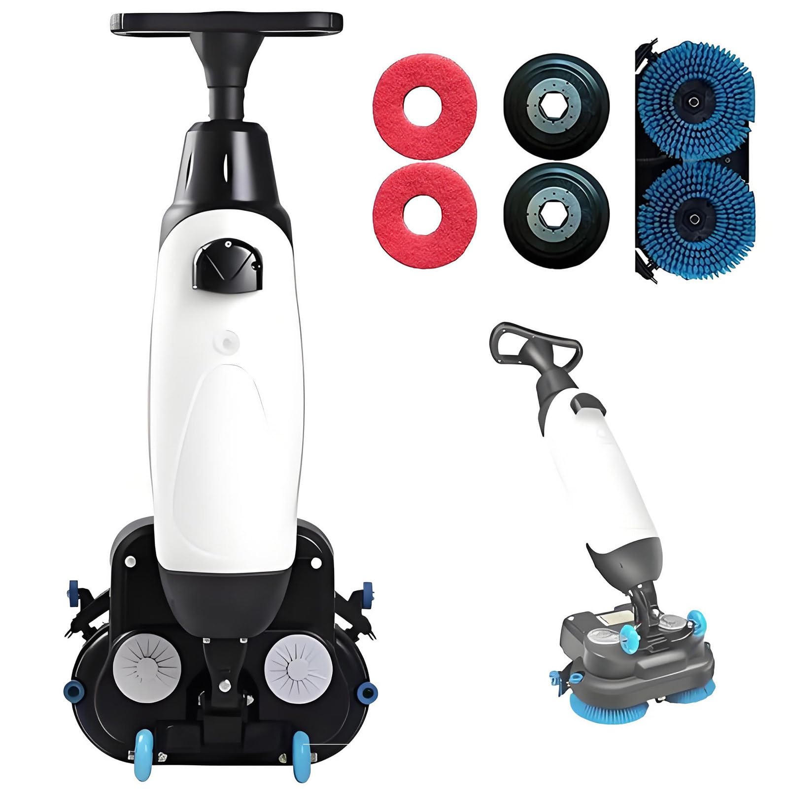 Mini limpiador de suelos, máquina de limpieza ultra compacta de 17 pulgadas para el hogar, oficina, baños y pequeños espacios comerciales, ideal para azulejos y suelos sellados