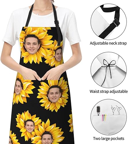 Miniatura 6 de Fovanxixi Delantal personalizado para mujeres y hombres, delantal de cocina personalizado con bolsillos, delantales de chef personalizados