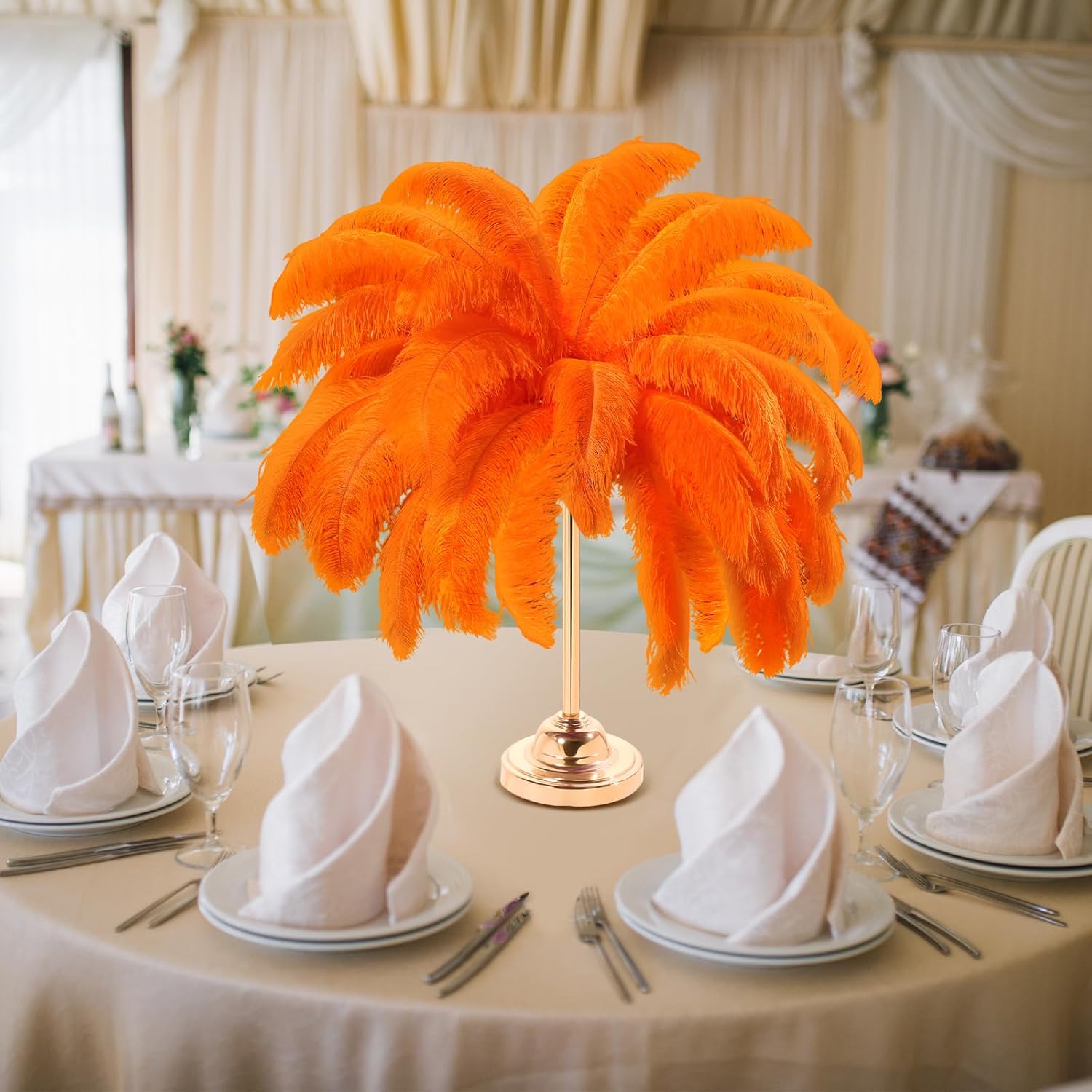 30 Pcs Large Natural Ostrich Feathers Bulk 16-18 Inch for Centerpieces for Wedding Party Centerpieces Home Decoration Flower Arrangement (Orange)