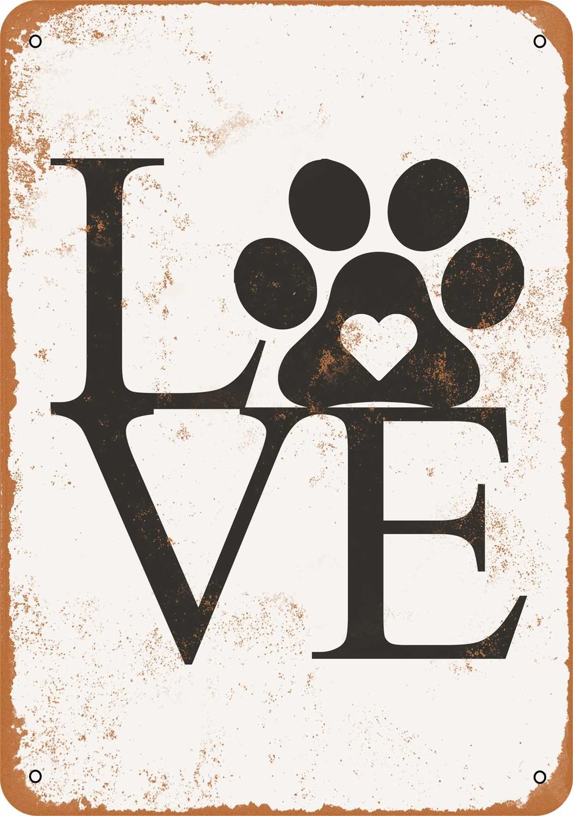 Miaomansenstore Metal Sign - Love Paw - Vintage Look Home Decor