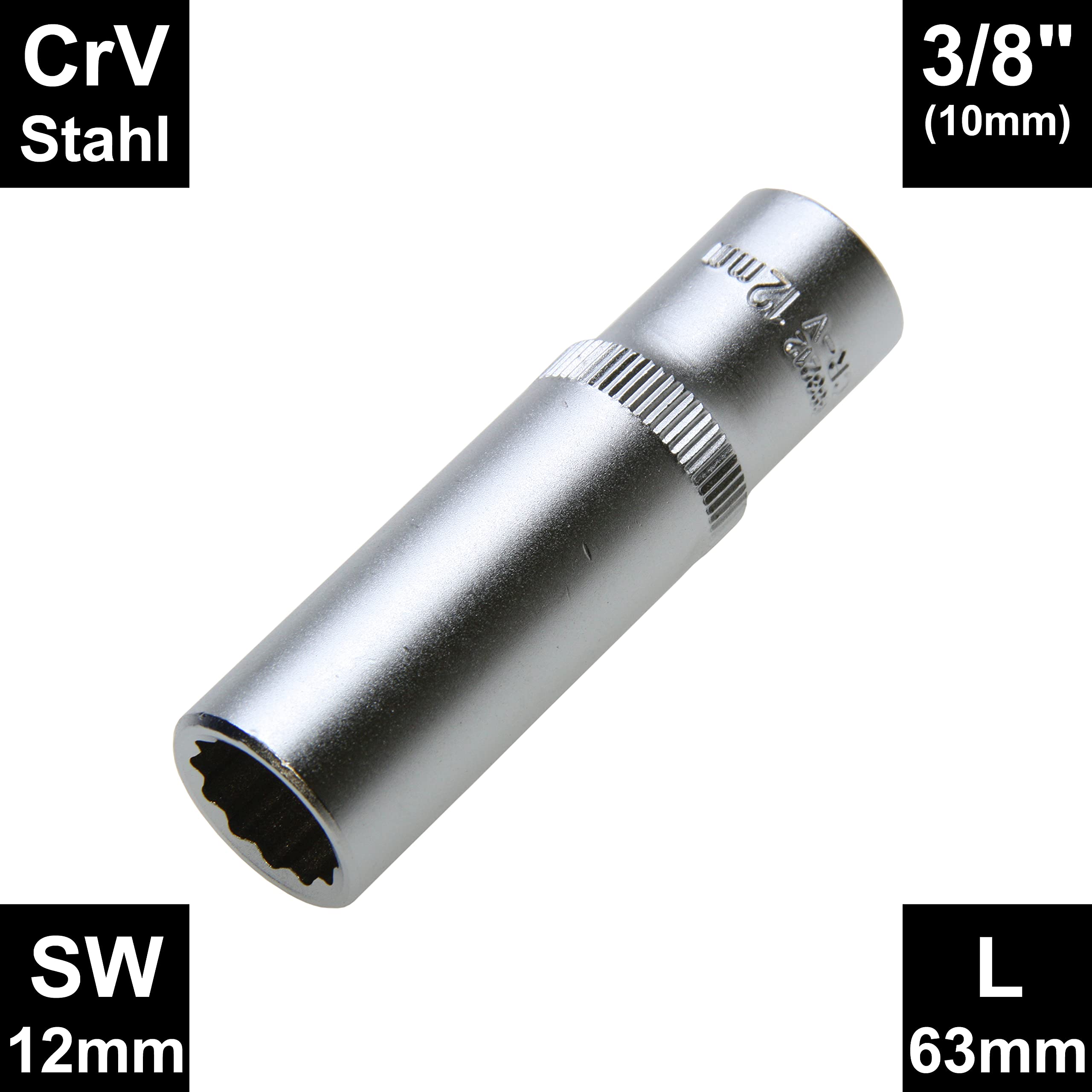 SATA Steckschlüsseleinsatz 21,0 Mm – 12-kant, 1/2" Antrieb, Hochglanzverchromt (Cr-V Stahl)