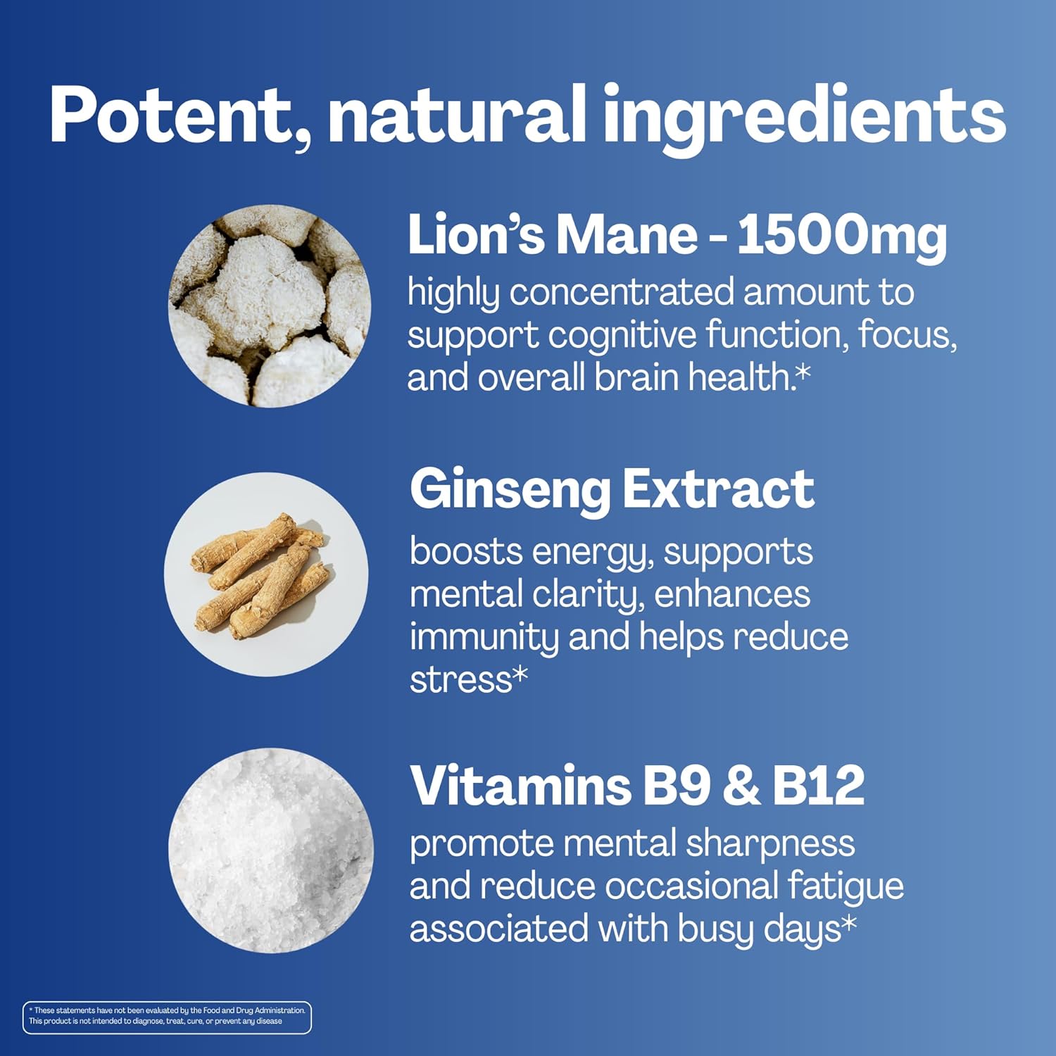 URVI® Brain & Focus Gummies – Lions Mane, Panax Ginseng, Caffeine, L-Tyrosine, Acetyl L-Carnitine (ALCAR), Methyl Folate (Quatrefolic®), Vitamin B12 & Iodine – 2 x 60