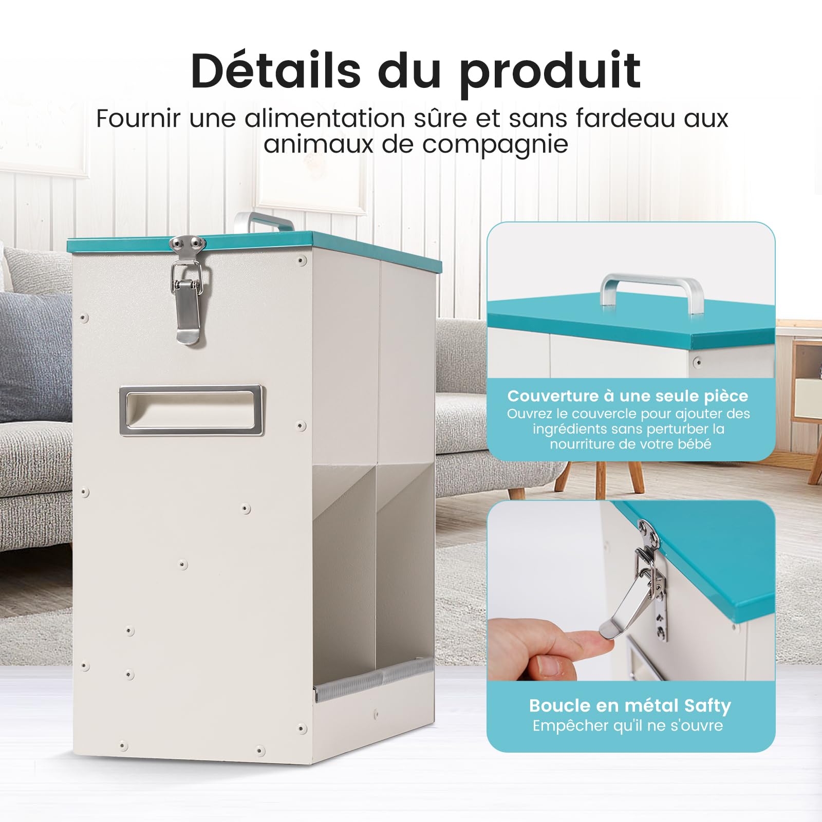 Distributeur automatique de nourriture sèche pour chats et chiens 10 l