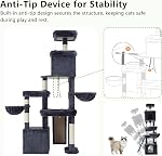Heybly Arbre de chat, Tour de chat anti-tupe 72.4 pouces pour les grands chats, Meubles tout-en-un de chat avec des perches spacieuses, Zones interactives multiples, Extra-Grand Sisal Scratching Board, Smoky Gray HCT060G