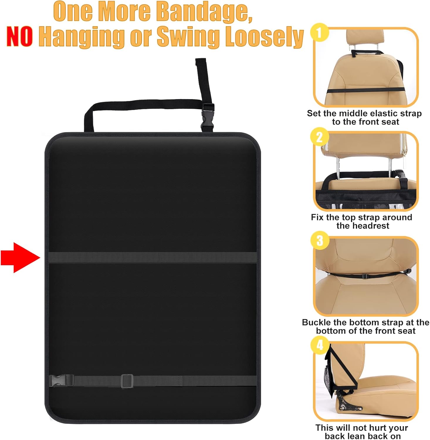 Meolsaek Car Seat Protector for Child Car Seat + Kick Mats with Organizer, Waterproof 600D Backseat Protector Seat Cover 2 Pack