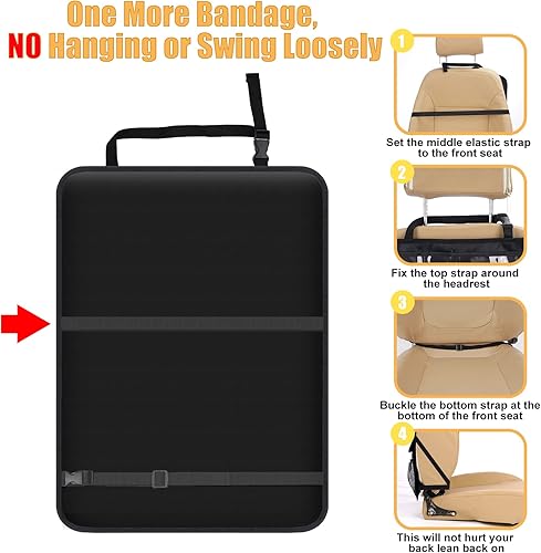 Miniatura 6 de Meolsaek Protector de asiento de coche para asiento de automóvil infantil + alfombrillas con organizador, protector de asiento trasero 600D