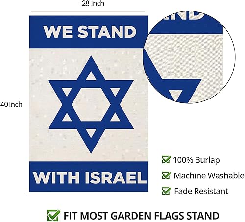 Miniatura 10 de Bandera de jardín de apoyo para Israel, soporte con bandera de Israel con bandera de patio pequeño de Israel, 12 x 18 pulgadas, vertical de doble