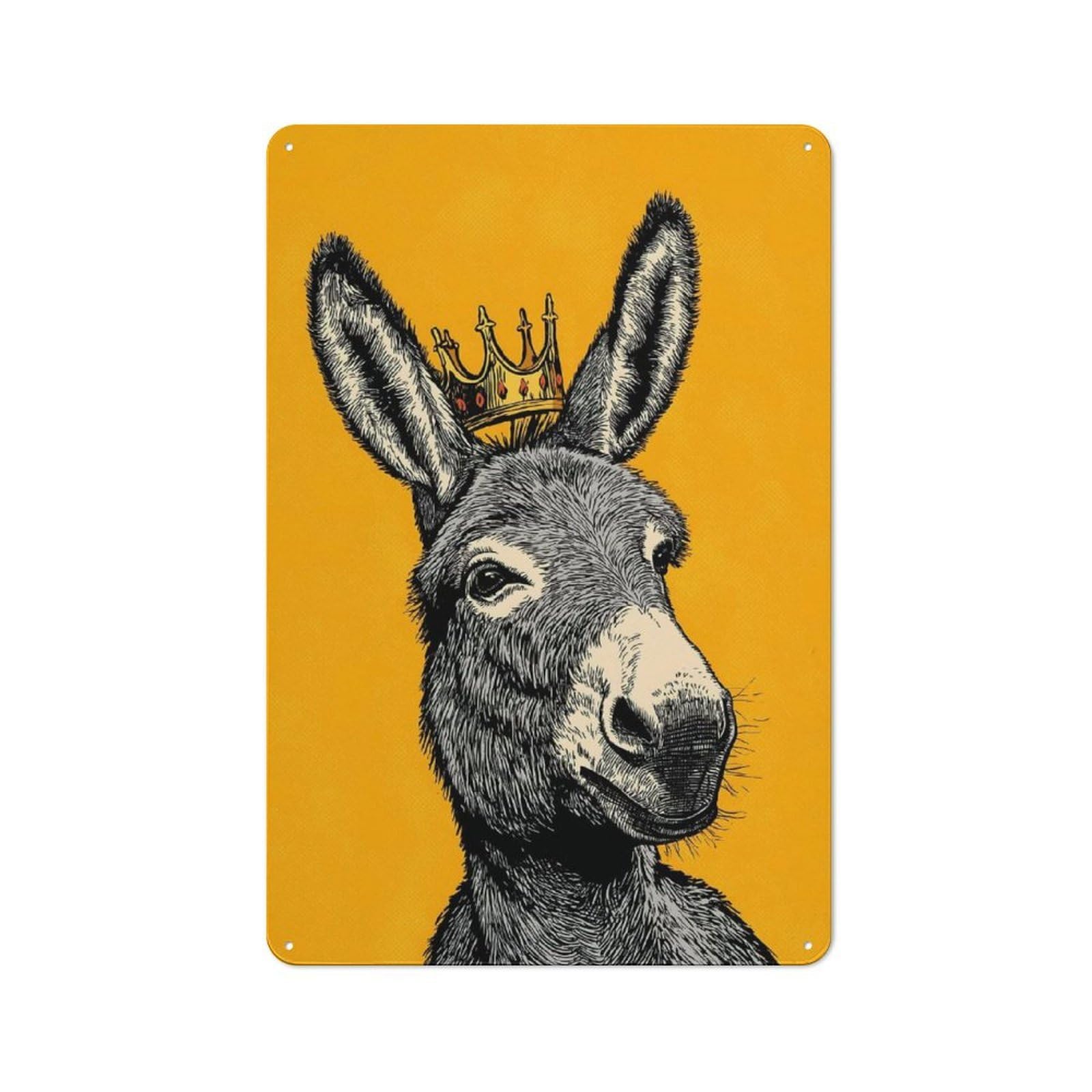 Donkey King Portrait Metal Wall Art Sign 30x20cm, Vintage Vintage Wall Decor for Lounge, Study, Pub Or Wall Gallery
