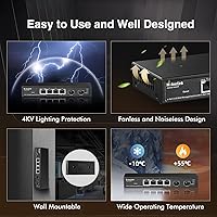 Vista 5 de MokerLink Switch Gestionado de 4 Puertos 2.5G con 2 Puertos Ranura SFP+ 10G, 4 x Puertos Base-T de 2.5Gigabit Compatible con 10/100/1000Mbps, Switch