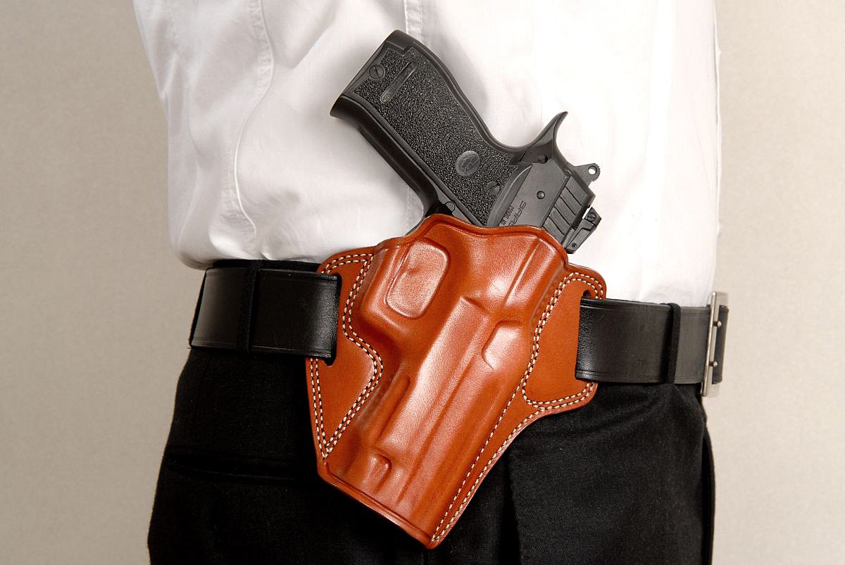 Premium The Ultimate Leather OWB Pancake Holster with Open Top Fits, SAR Arms SAR K2 45, 9mm 4.5" BBL, Right Hand Draw, Brown Color or Black Color