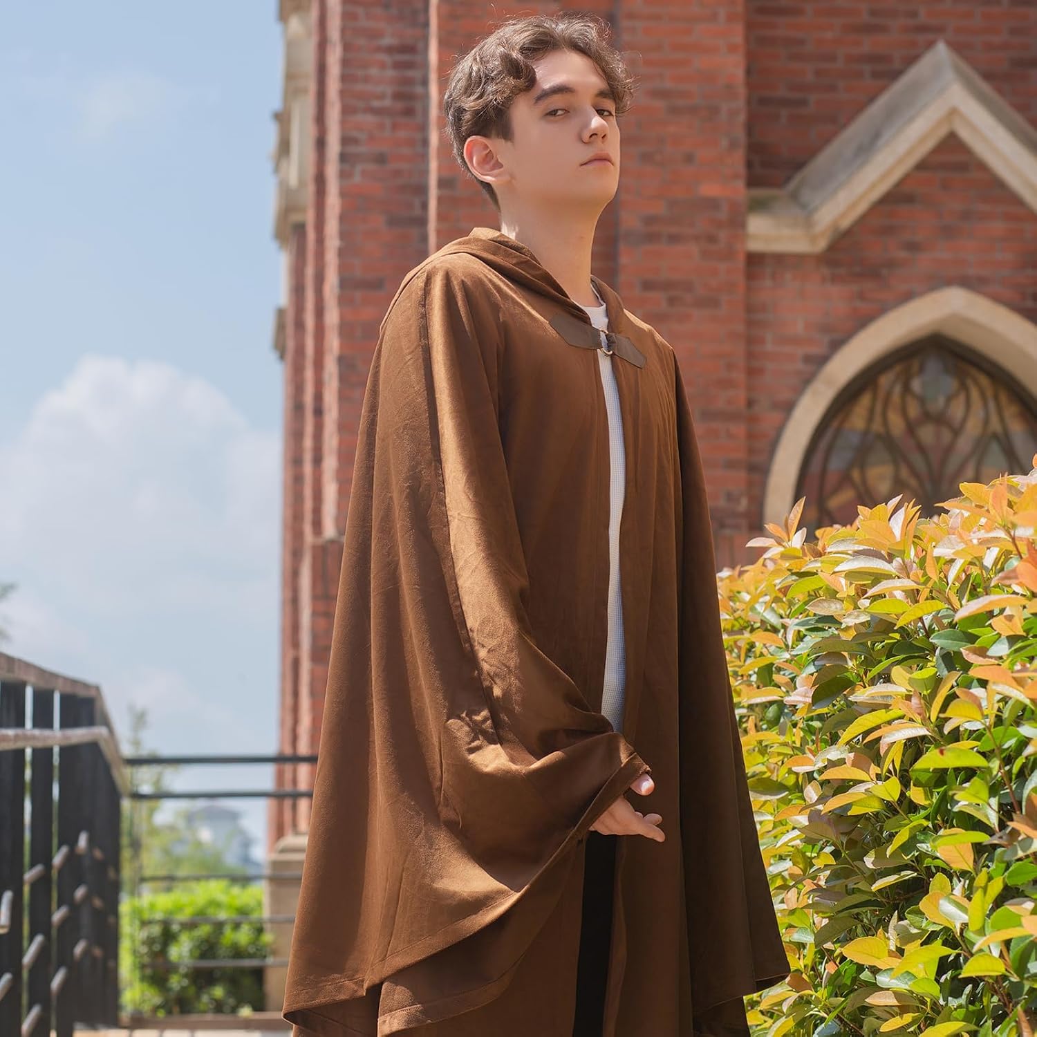 Unisex Velvet Hooded Medieval Renaissance Viking Cloak Cape | Soft Velvet. Metal Clasp Closure. Daily, Outdoor, Halloween, LARP, Ren Faire, Fantasy, Cosplay, Festivals, Photoshoots, Stage