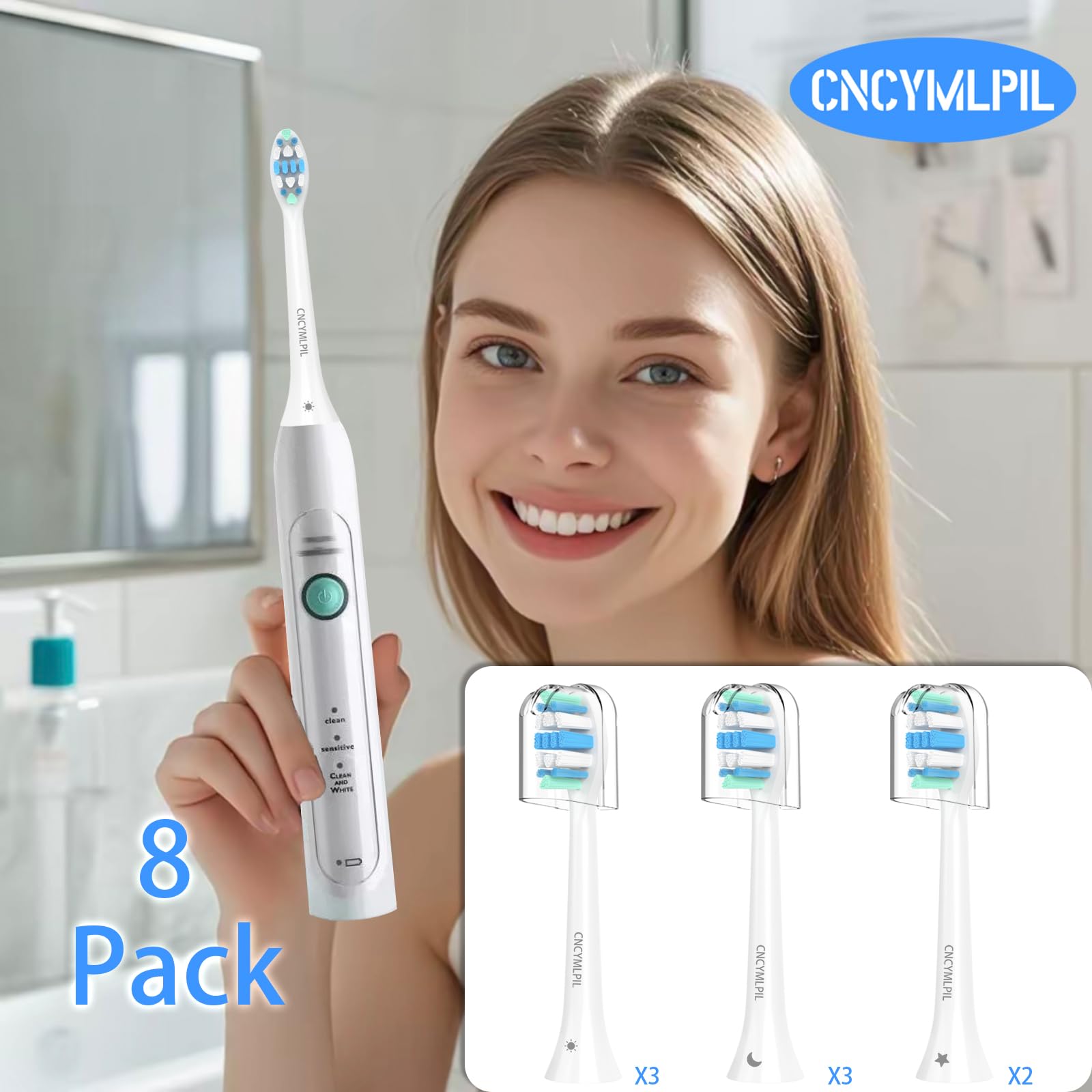 Ersatz-Zahnbürstenköpfe für Philips Sonicare Ersatzköpfe, elektrischer Ersatzbürstenkopf kompatibel mit Phillips Sonicare Elektrische Zahnbürste, 8 Stück