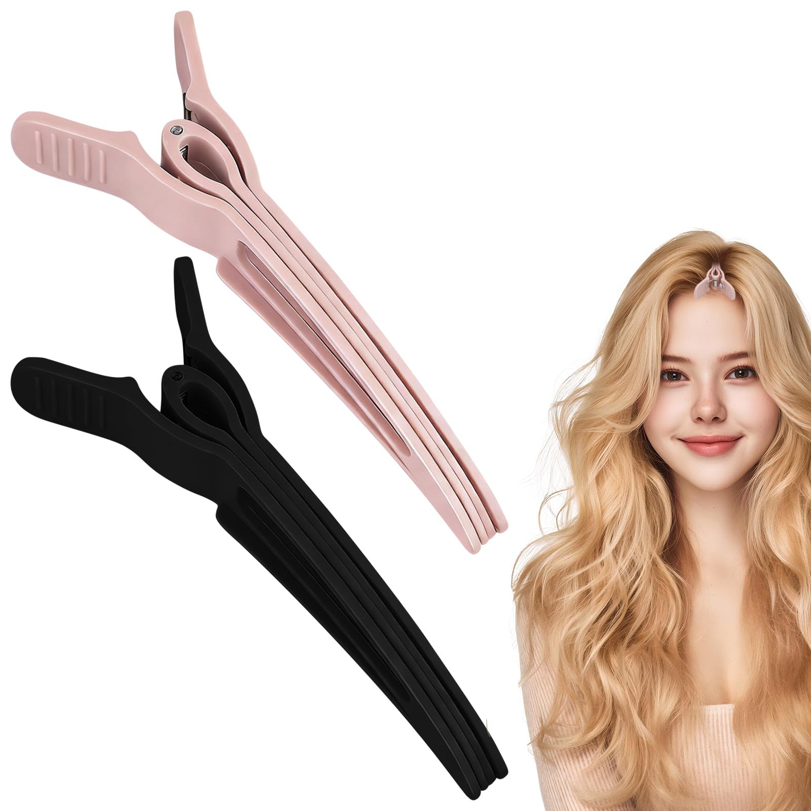 Amazon.co.jp: 2個 新しい滑り止めヘアクリップ 8字前髪用、ピンク 