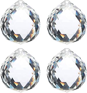 PATIKIL Clear Crystal Ball Prism, 4 Pack 40mm Chandelier Prisms Parts Hanging Crystals Prisms for Arts Crafts Decoration, Clear
