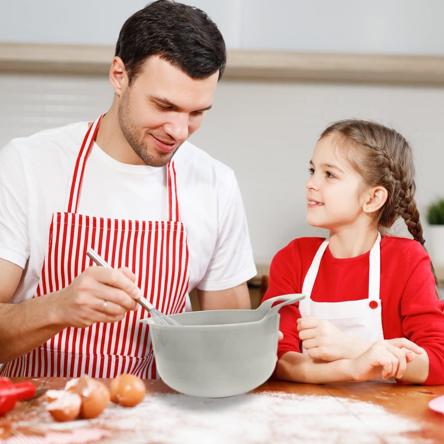 Edge Mixing Bowls 4 Piece Plastic Non-Skid Nesting Bowls with Spouts and Handles, for Baking, Cooking and Serving, Charcoal