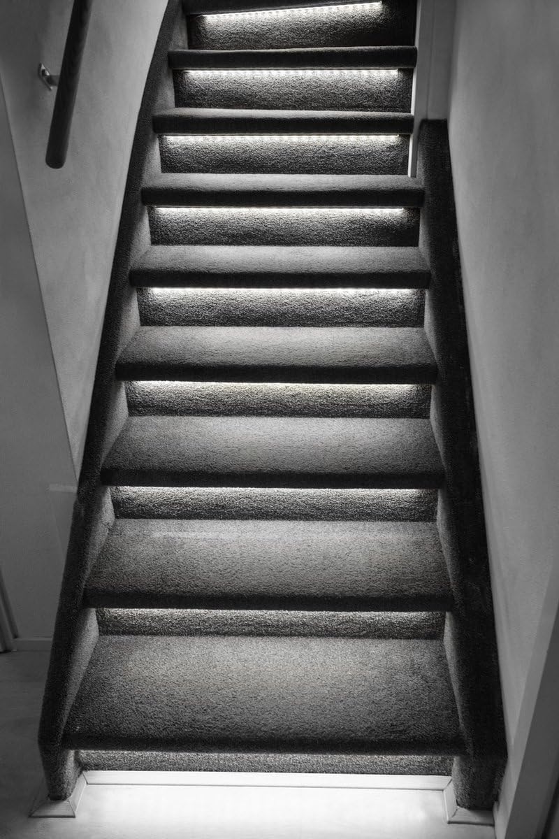 Proventa LED Treppenstufenbeleuchtung mit Dimmer – Komplettset für 15 Stufen, 4000K neutralweiß, Stufenlicht mit Steckverbindung, LED Lichtleisten Treppe für Innen, energiesparende Stufenbeleuchtung