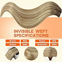 Vista 3 de Full Shine Extensiones de cabello humano de 22 pulgadas para coser, castaño a rubio miel, mezcla de rubio platino, 3.70 oz