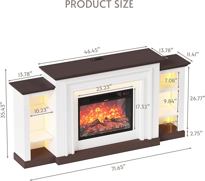 Chimenea Eléctrica ENSTVER 72" con Estante para TV y Almacenamiento miniatura 2