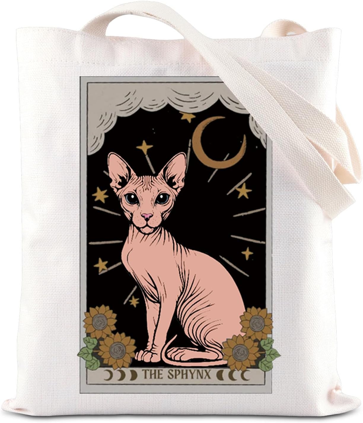 ENSIANTH The Sphynx Inspired Gift Sphynx Cat Tote Bag Cat Lover Gift Sphynx Cat Owner Reusable Grocery Bag Hairless Cat Gift