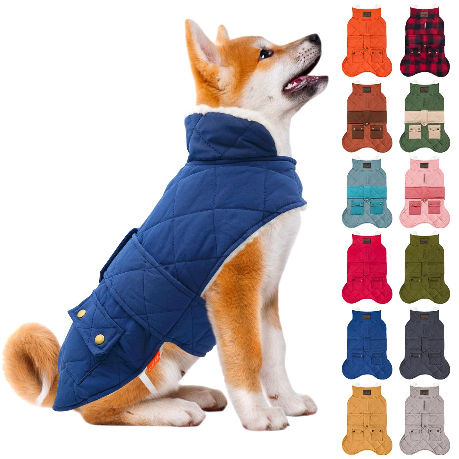 KYEESE Dog Coat Warm Pet Winter Coat with Leash Hole Waterproof Dogs Jacket with Fleece Lined Soft Pet Sweater for Cold Weather Windproof Dog Puffer