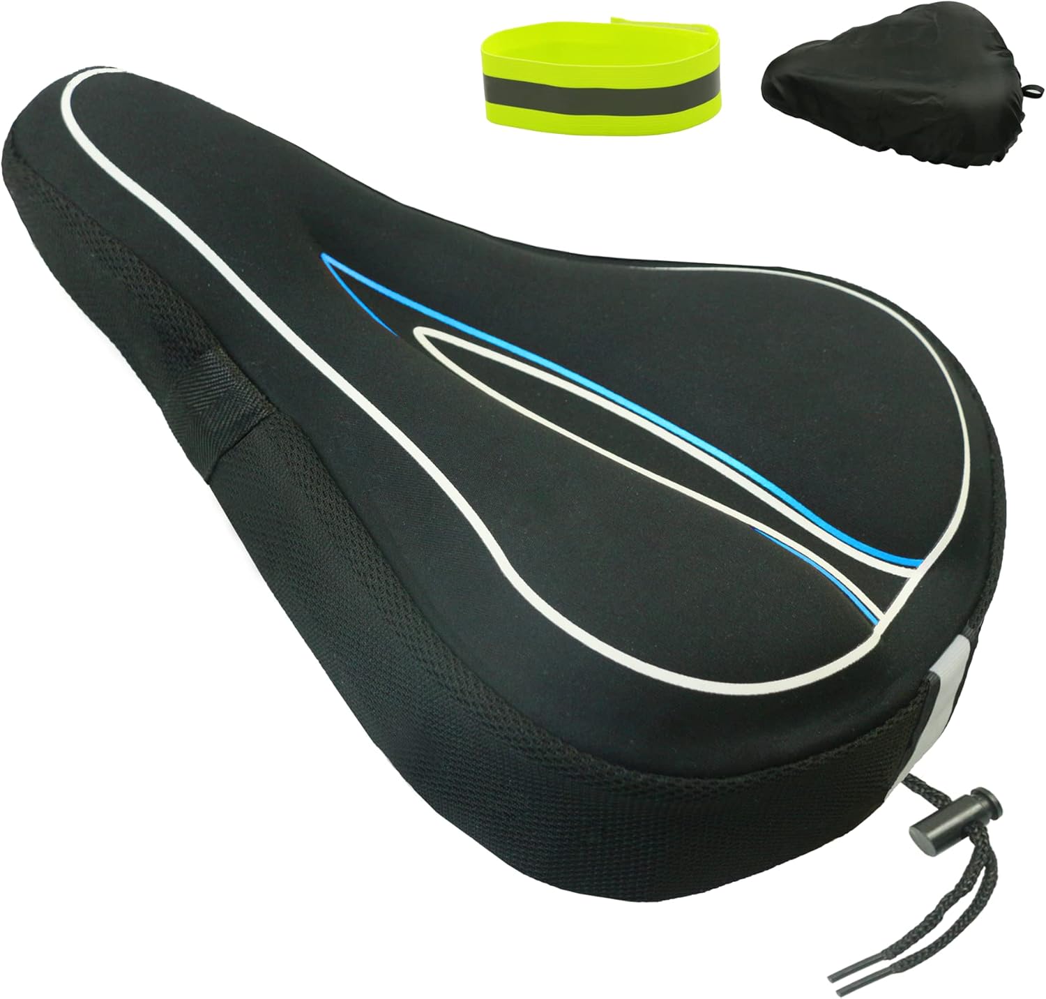 Gel Bike Seat Cover Padded Bicycle Saddle Covers for Women & Men, Most Comfortable Exercise Bike Seat Cushion Cover, Soft for Spin Indoor Outdoor Cycling Class Mountain Stationary Bikes