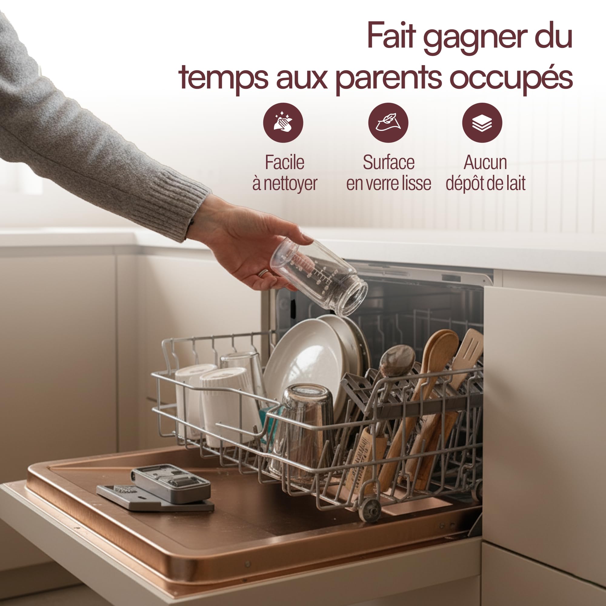 4 biberon in vetro da 180 ml per latte materno – senza BPA – compatibili al 99% tettarelle – lavastoviglie, frigorifero, congelatore e forno a microonde