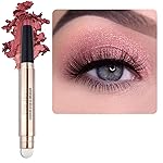 Enfuntins Cream Eyeshadow Stick, Long-Lasting, Crease-Proof Eyeshadow with Built-in Smudger Eye Shadow Makeup Rose Red Shimmer