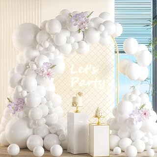 Luftballon Girlande Weiß, 105 Stück 5 10 12 18 Zoll Pastell Weiss Ballon Girlande Geburtstag Set, Mattes Weiße Luftballon hochzeit Weisse Latex ballons Set für Geburtstag Jubiläum Absolvent Party