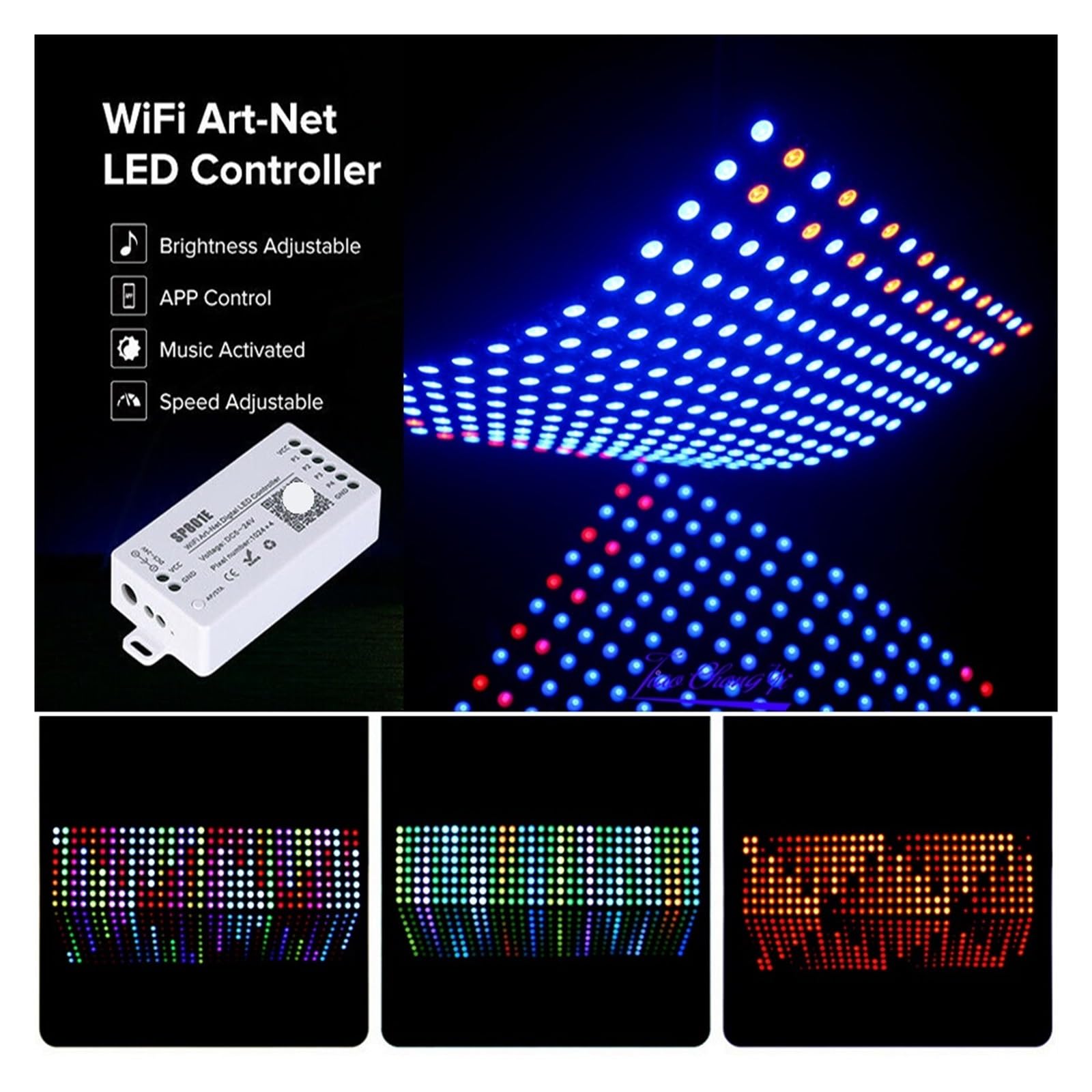 SP801E kontroler LED WiFi moduł panelu WS2812B WS2811 SK6812 taśma świetlna RGB sterowanie bezprzewodową aplikacją DC5-24V