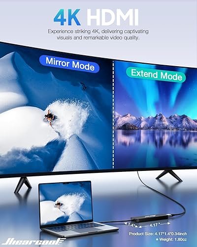 Miniatura 4 de Hiearcool - Adaptador HUB con USB C para MacBook Pro y Air (color carbón negro)