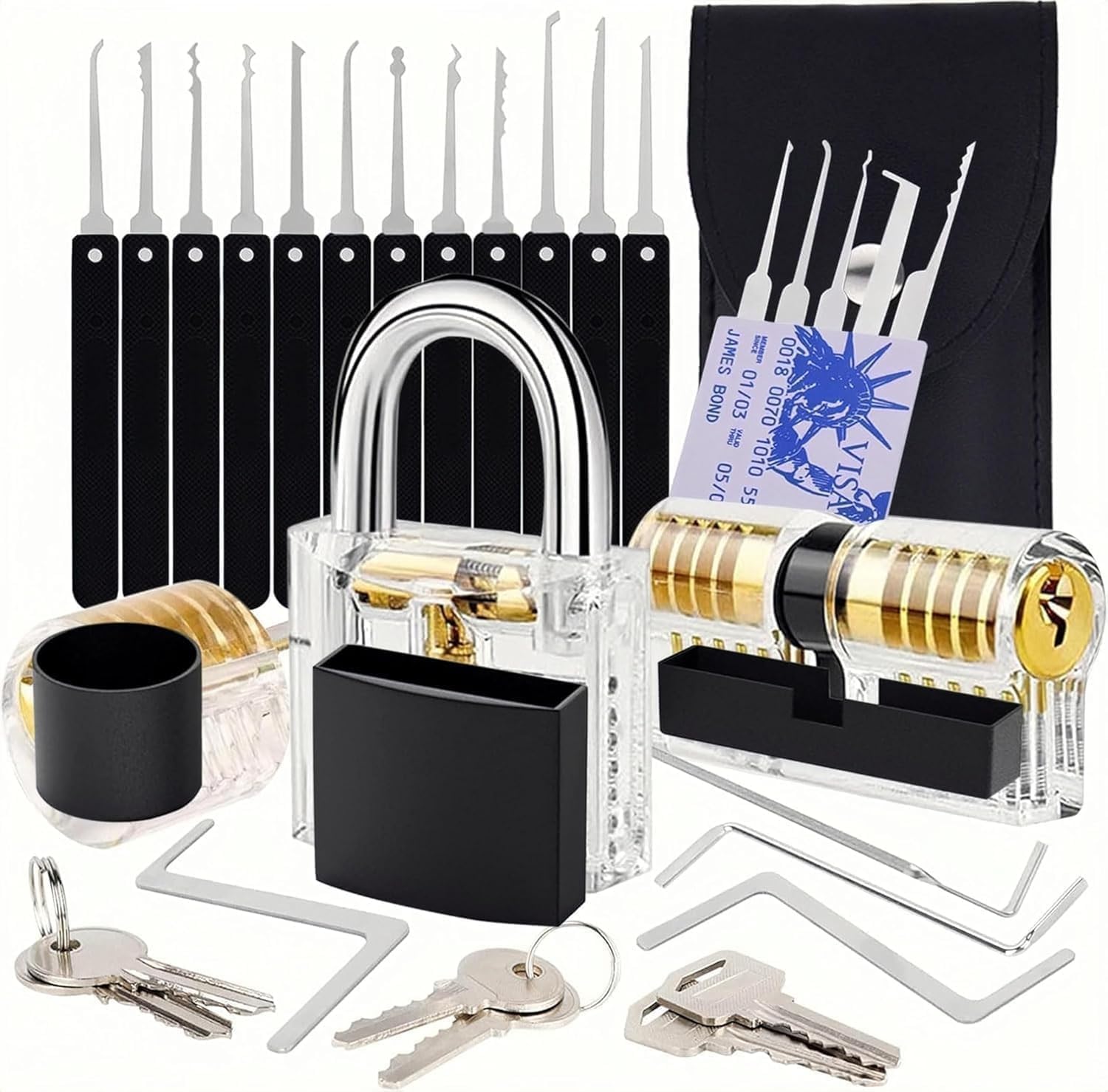 37 Pick Waterproof with Stainless Steel Keys Long Lock Set Kit Suitable for Outdoor Fence,Sheds, Storage Unit, Gate, Toolbox,Trailer,Garages Picking GFHGC1