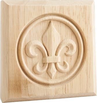 صندوق من 4- القيقب الصلب- Fleur De Lis Rosettes 3 "X 3" X 7/8"   