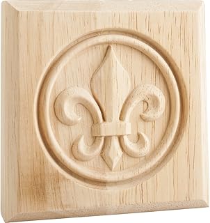 Box of 4- Hard Maple- Fleur De Lis Rosettes 3" X 3" X 7/8"
