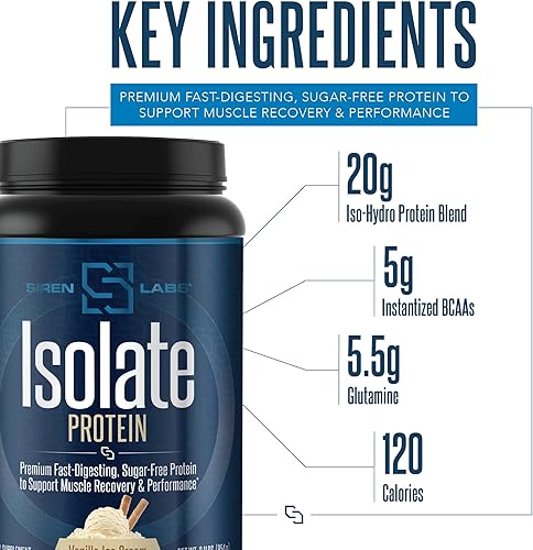 Miniatura 7 de Siren Labs - Aislamiento de proteína de suero de leche prémium en polvo Keto aislado e hidrolizado con aminoácidos incluyendo glutamina para el
