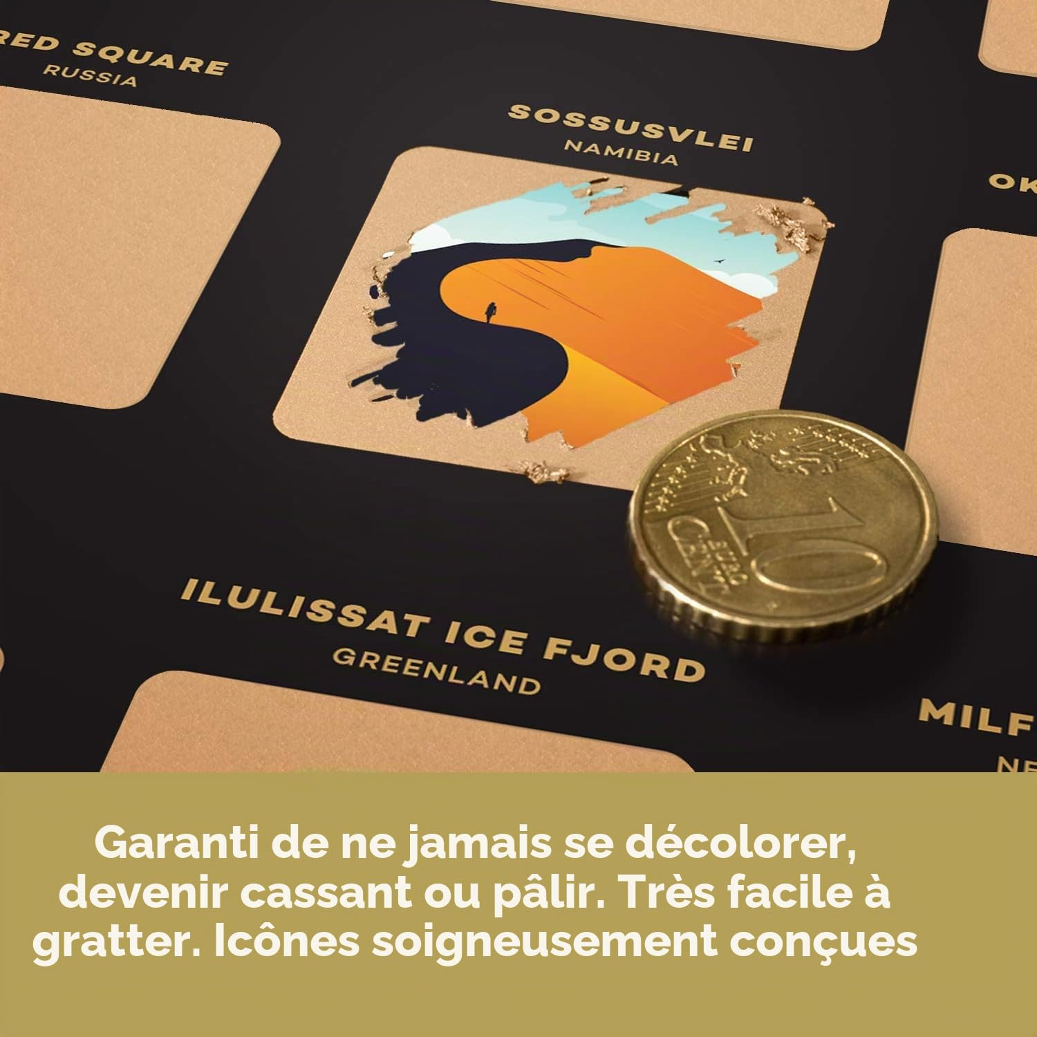 Affiche à gratter Enno Vatti de 100 lieux - Liste des meilleures destinations de voyage (42 x 59,4 cm)