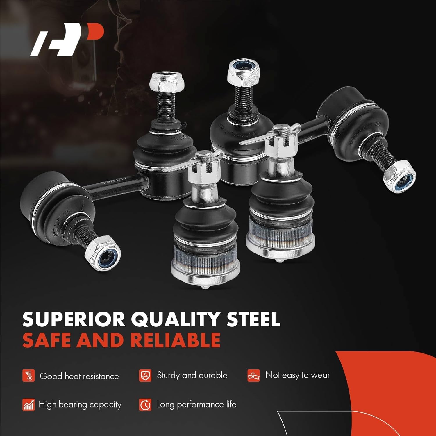 A-Premium Set of 4, Front Lower Ball Joint, Rear Sway Bar Link, Compatible with Honda Civic 2001-2005, Acura EL 2001-2005