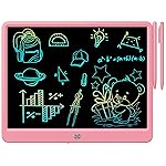 FLUESTON LCD Writing Tablet, Doodle Board Toys Gifts for 3-8 Year Old Girls Boys, 15 Inch Colorful Electronic Board Drawing Pad for Kids, Christmas Gifts for Toddler Educational Learning Travel, Pink