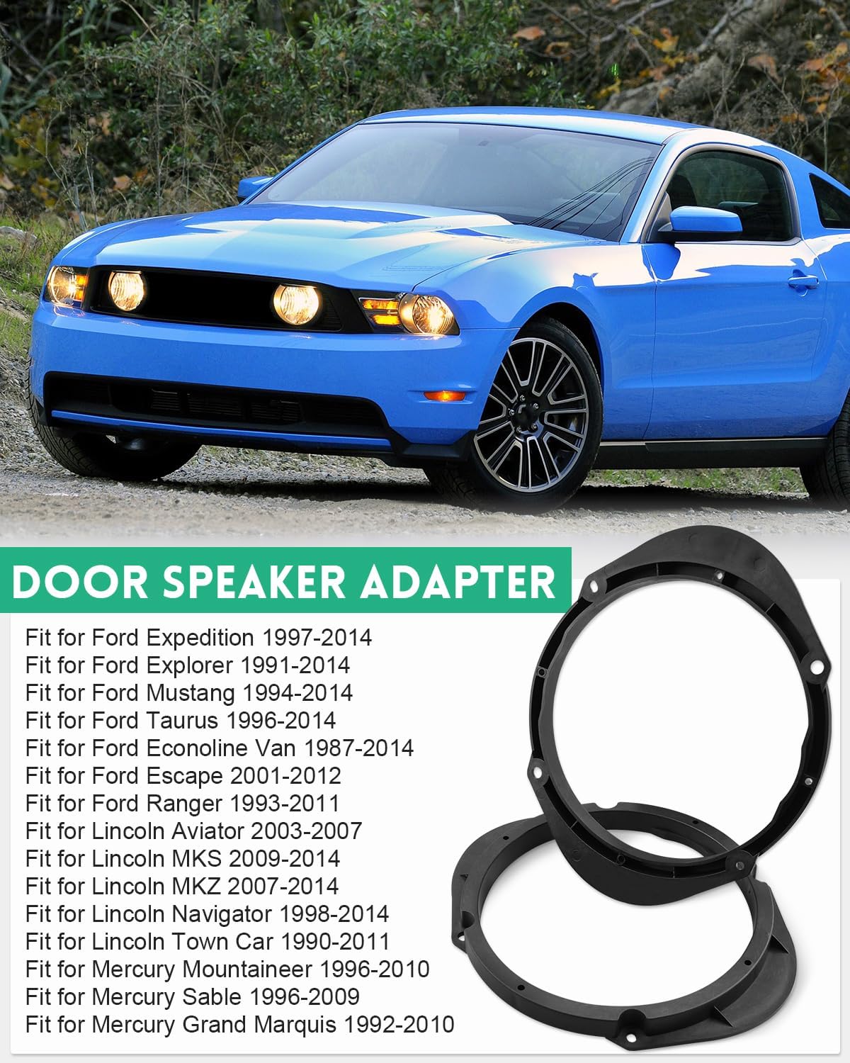 2PCS 5"x7"/6"x8" to 6.5 Speaker Adapter Spacer Fit for Ford Ranger 1993-2011, Fit for Ford Explorer 1991-2014 Lincoln Navigator 1998-2014 Mercury Grand Marquis 1992-2010